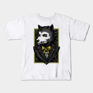 Big Bad Wolf Suit Black Yellow Kids T-Shirt